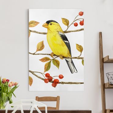 Impression sur toile - Birds And Berries - American Goldfinch