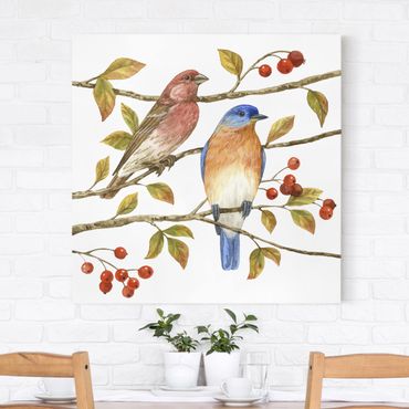 Impression sur toile - Birds And Berries - Bluebird