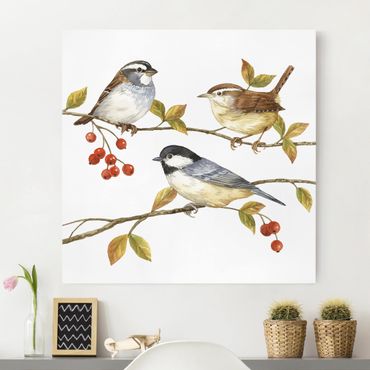 Impression sur toile - Birds And Berries - Tits