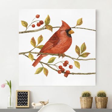 Impression sur toile - Birds And Berries - Northern Cardinal