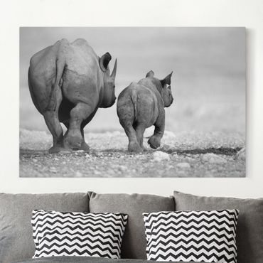 Impression sur toile - Wandering Rhinos II