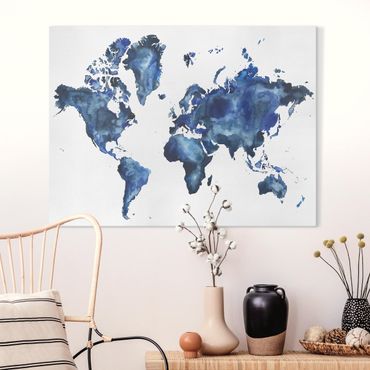 Impression sur toile - Water World Map Light