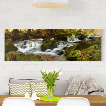 Impression sur toile - Waterfall Autumnal Forest