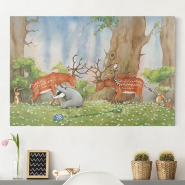 Impression sur toile - Vasily Raccoon - Vasily Helps The Deer