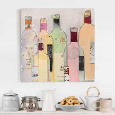 Impression sur toile - Wine Bottles In Watercolour I