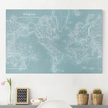 Impression sur toile - World Map In Ice Blue