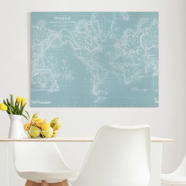 Impression sur toile - World Map In Ice Blue