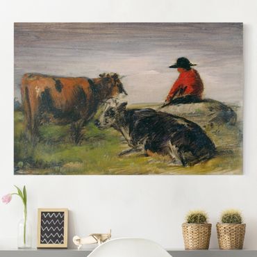 Impression sur toile - Wilhelm Busch - Shepherd with Cows