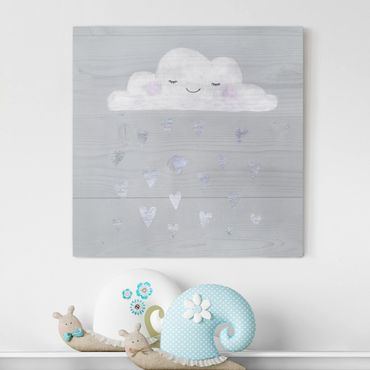 Impression sur toile - Cloud With Silver Hearts
