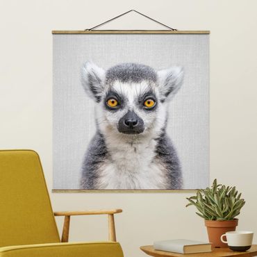 Tableau en tissu avec porte-affiche - Lemur Ludwig - Carré 1:1
