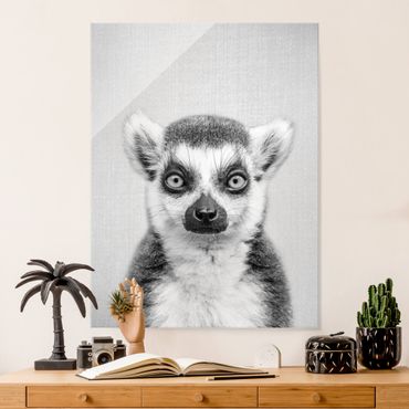 Tableau en verre - Lemur Ludwig Black And White