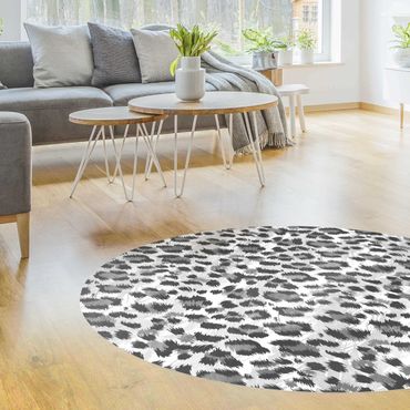 Tapis en vinyle rond|Leopard Print With Watercolour Pattern In Grey