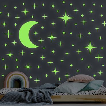 Sticker mural phosphorescent - Light-wall tattoo Set Romantic starry sky