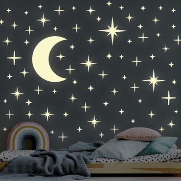 Sticker mural phosphorescent - Light-wall tattoo Set Romantic starry sky
