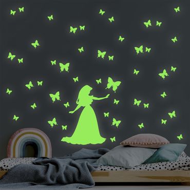 Sticker mural phosphorescent - Light-wall tattoo Kit Butterfly princess