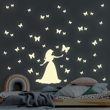 Sticker mural phosphorescent - Light-wall tattoo Kit Butterfly princess