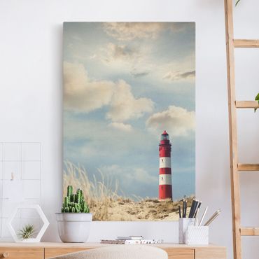 Tableau sur toile naturel - Lighthouse Betwen Dunes - Format portrait 2:3