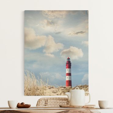 Tableau sur toile naturel - Lighthouse Betwen Dunes - Format portrait 3:4