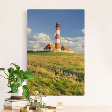 Tableau sur toile naturel - Lighthouse In Schleswig-Holstein - Format portrait 2:3