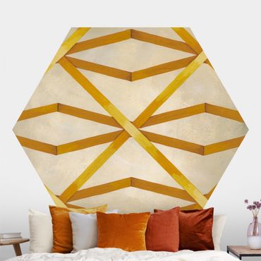 Papier peint hexagonal autocollant avec dessins - Light And Ribbon Yellow