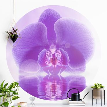 Papier peint rond autocollant - Purple Orchid On Water