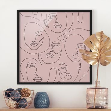 Poster encadré - Line Art - Beauty Portraits In Blush Rose