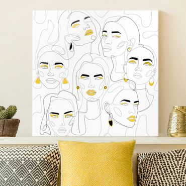Tableau en verre - Line Art - Beauty Portraits In Lemon