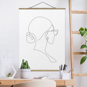 Tableau en tissu avec porte-affiche - Line Art - Glasses - Format portrait 3:4