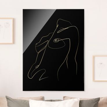 Tableau en verre - Line Art - Woman Upper Body Black - Format portrait