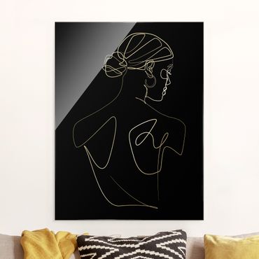 Tableau en verre - Line Art - Woman Back Black - Format portrait