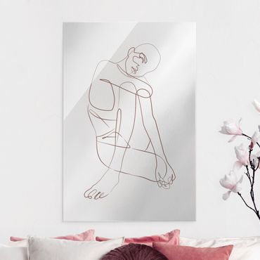 Tableau en verre - Line Art - Woman Sitting - Format portrait
