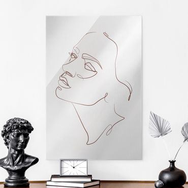 Tableau en verre - Line Art - Woman Dreaming Face  - Format portrait