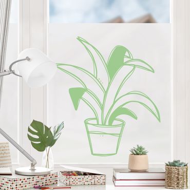 Film pour fenêtres - Line Art - Big Potted Plant