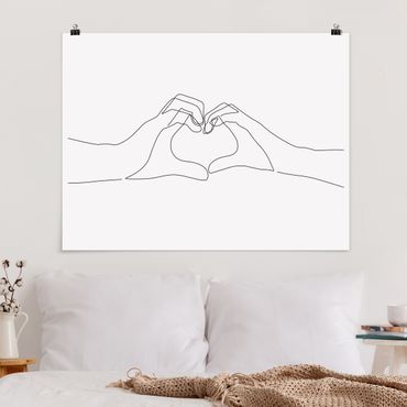 Poster reproduction - Line Art - Heart-shaped Hands