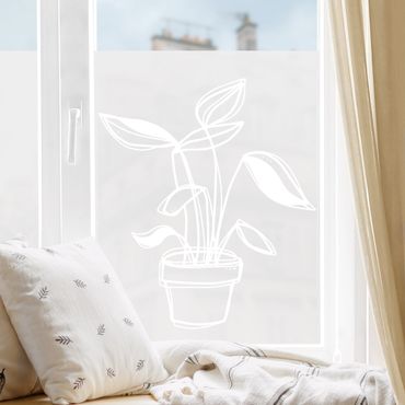 Film pour fenêtres - Line Art - Small Potted Plant