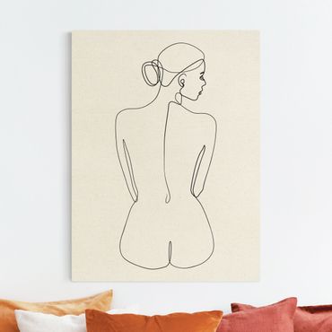 Tableau sur toile naturel - Line Art Nudes Back Black And White - Format portrait 3:4