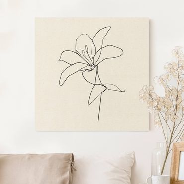 Tableau sur toile naturel - Line Art Flower Black And White - Carré 1:1
