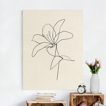 Tableau sur toile naturel - Line Art Flower Black And White - Format portrait 3:4