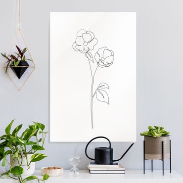 Tableau en verre - Line Art Flowers - Poppy Flower