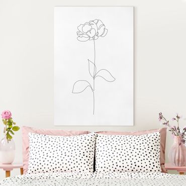 Tableau sur toile - Line Art Flowers - Peony - Format portrait 2:3