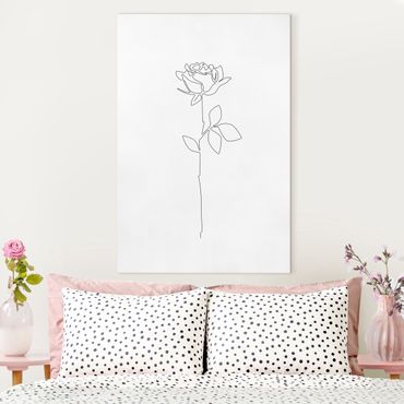 Tableau sur toile - Line Art Flowers - Rose - Format portrait 2:3