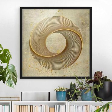 Poster encadré - Line Art Circling Spirale Gold