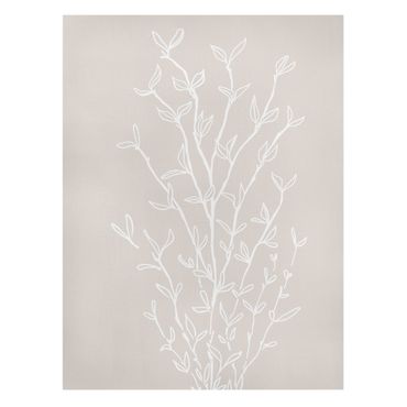 Impression sur toile - Line Art Branche sur beige - Format portrait 3:4