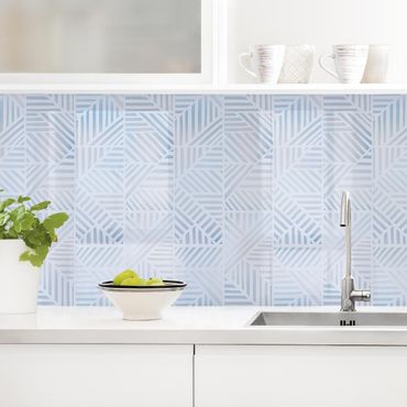 Revêtement mural cuisine - Line Pattern Colour Gradient In Blue