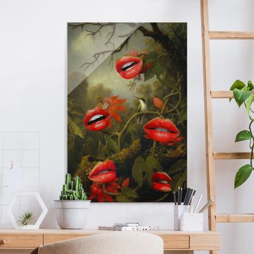Tableau en verre - Lips Jungle - Format portrait