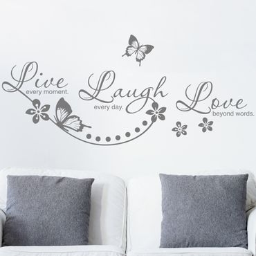 Sticker mural - Live Laugh Love Flowers & Butterflies