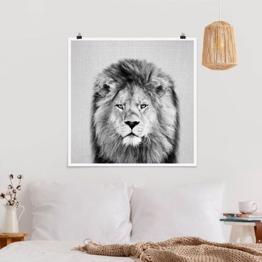 Poster reproduction - Lion Linus Black And White