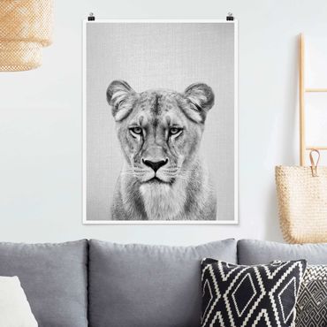 Poster reproduction - Lioness Lisa Black And White