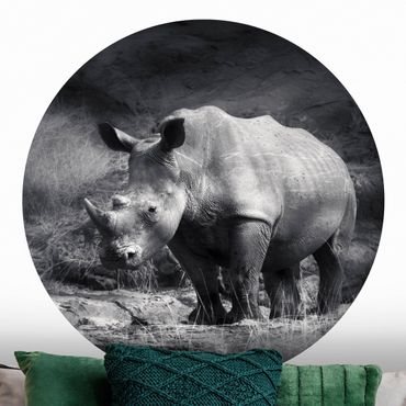 Papier peint rond autocollant - Lonesome Rhinoceros
