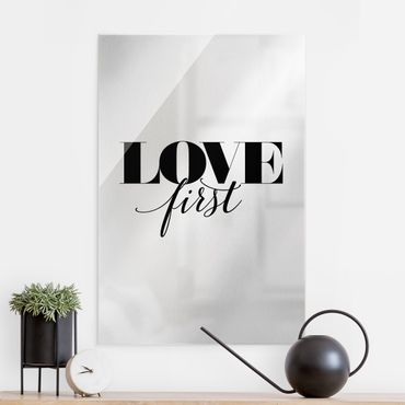 Tableau en verre - Love first - Format portrait